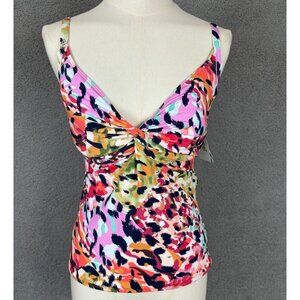 Bleu Rod Beattie Party Animal Twist D-Cup (Size 4) Tankini Top Multicolor  NWT's